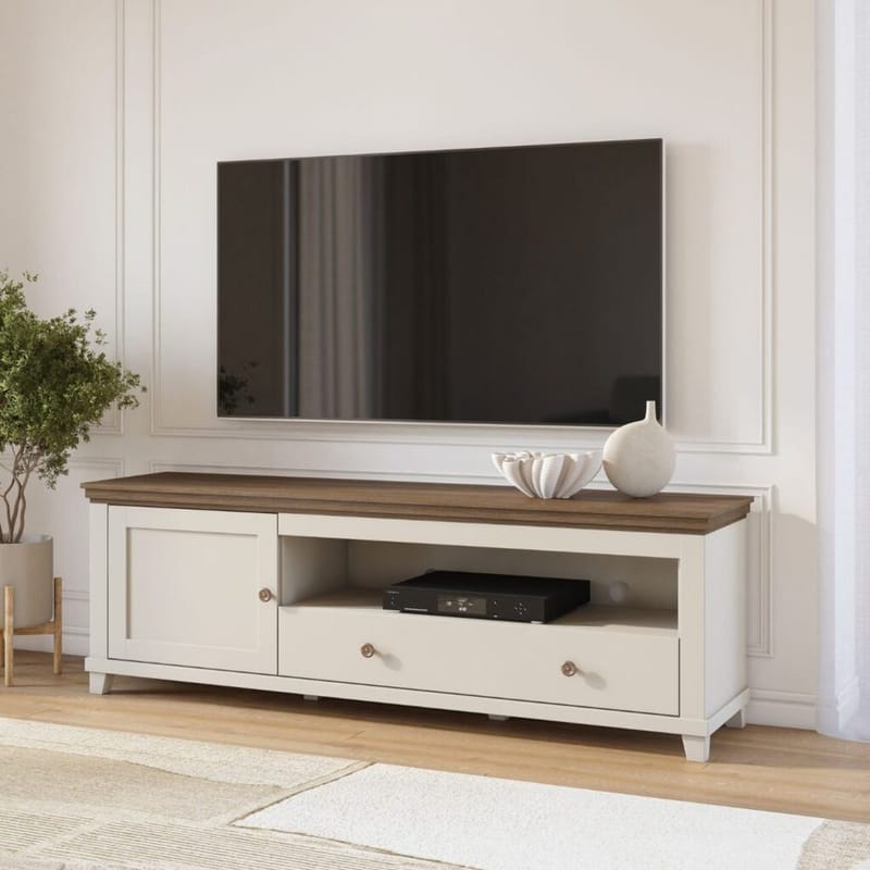 Tv-bänk Evora 1 dörr 1 låda - Ljus Beige - Möbler - Tv möbel & mediamöbel - TV bänk & mediabänk