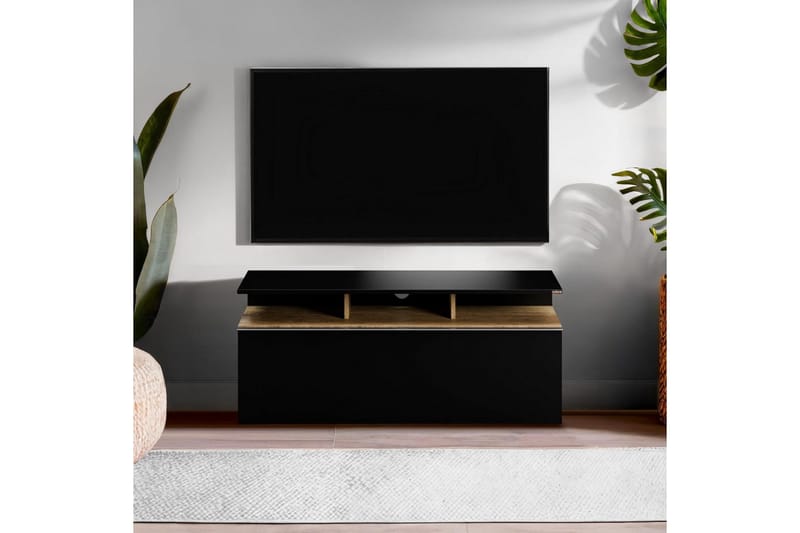 TV-bänk Galnor Svart / Valnöt - Svart / Valnöt - Möbler - Tv möbel & mediamöbel - TV bänk & mediabänk