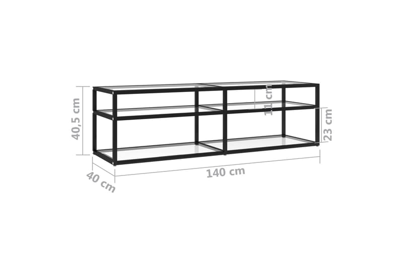 TV-bänk genomskinlig 140x40x40,5 cm härdat glas - Transparent - Möbler - Tv möbel & mediamöbel - TV bänk & mediabänk