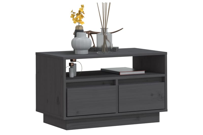 Tv-bänk grå 60x35x37 cm massiv furu - Grå - Möbler - Tv möbel & mediamöbel - TV bänk & mediabänk