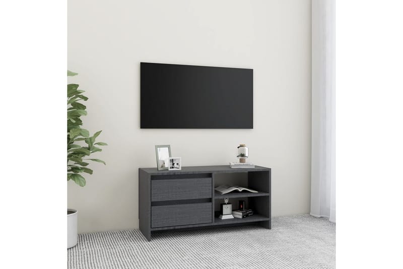 TV-bänk grå 80x31x39 cm massiv furu - Grå - Möbler - Tv möbel & mediamöbel - TV bänk & mediabänk