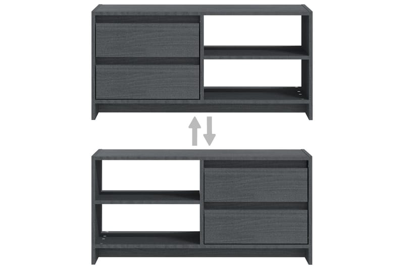 TV-bänk grå 80x31x39 cm massiv furu - Grå - Möbler - Tv möbel & mediamöbel - TV bänk & mediabänk