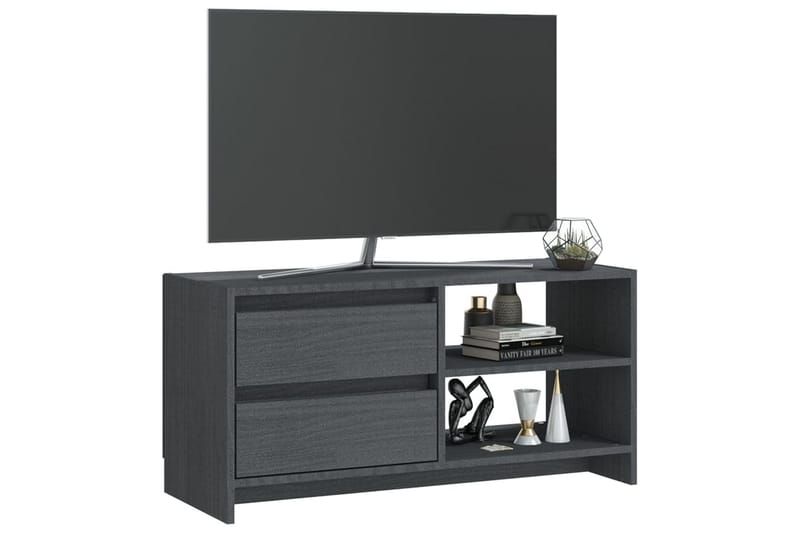 TV-bänk grå 80x31x39 cm massiv furu - Grå - Möbler - Tv möbel & mediamöbel - TV bänk & mediabänk