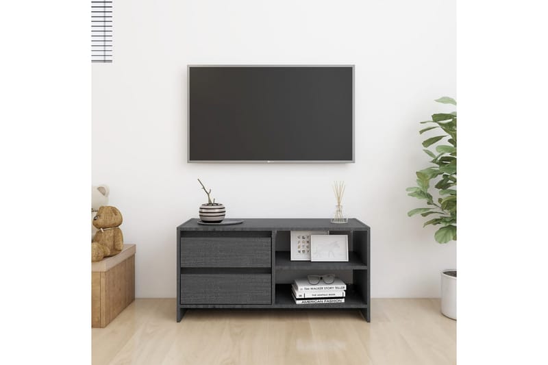 TV-bänk grå 80x31x39 cm massiv furu - Grå - Möbler - Tv möbel & mediamöbel - TV bänk & mediabänk