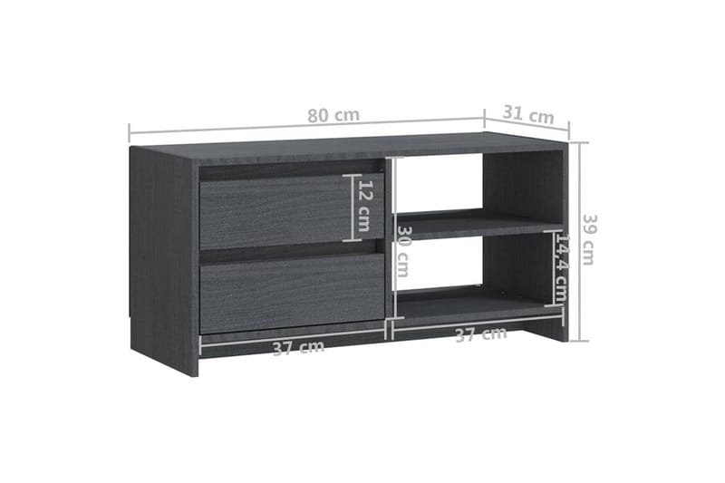 TV-bänk grå 80x31x39 cm massiv furu - Grå - Möbler - Tv möbel & mediamöbel - TV bänk & mediabänk