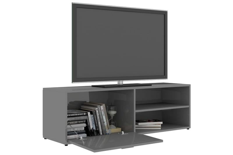 TV-bänk grå högglans 120x34x37 cm spånskiva - Grå - TV bänk & mediabänk
