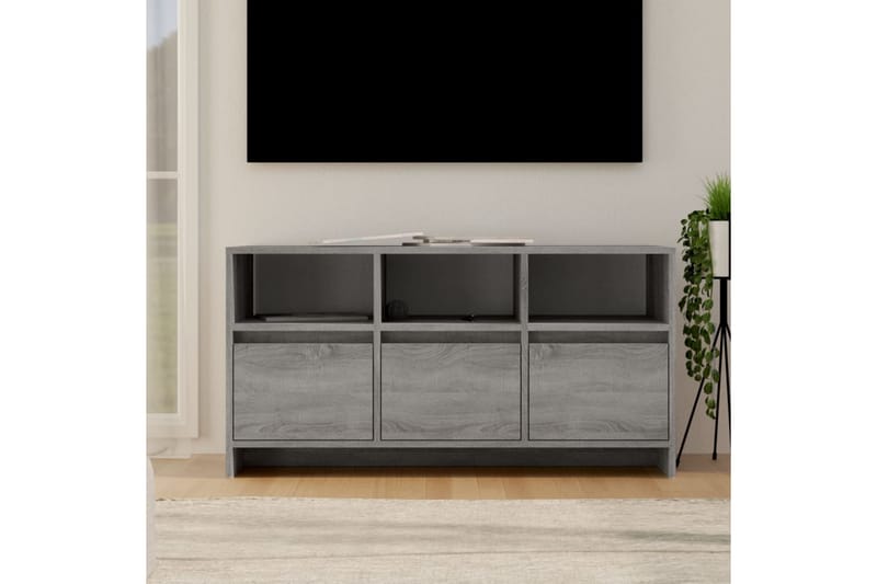 TV-bänk grå sonoma-ek 102x37,5x52,5 cm spånskiva - Grå - TV bänk & mediabänk