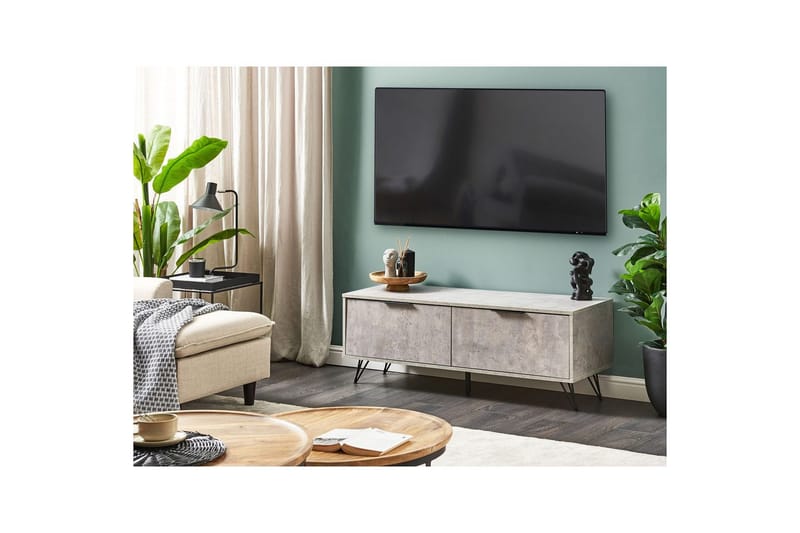 TV-bänk Halston Grå, svart - Grå, svart - Möbler - Tv möbel & mediamöbel - TV bänk & mediabänk