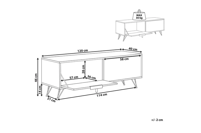 TV-bänk Halston Ljus trä, svart - Ljus trä, svart - Möbler - Tv möbel & mediamöbel - TV bänk & mediabänk