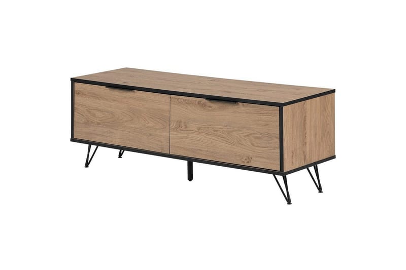 TV-bänk Halston Ljus trä, svart - Ljus trä, svart - Möbler - Tv möbel & mediamöbel - TV bänk & mediabänk