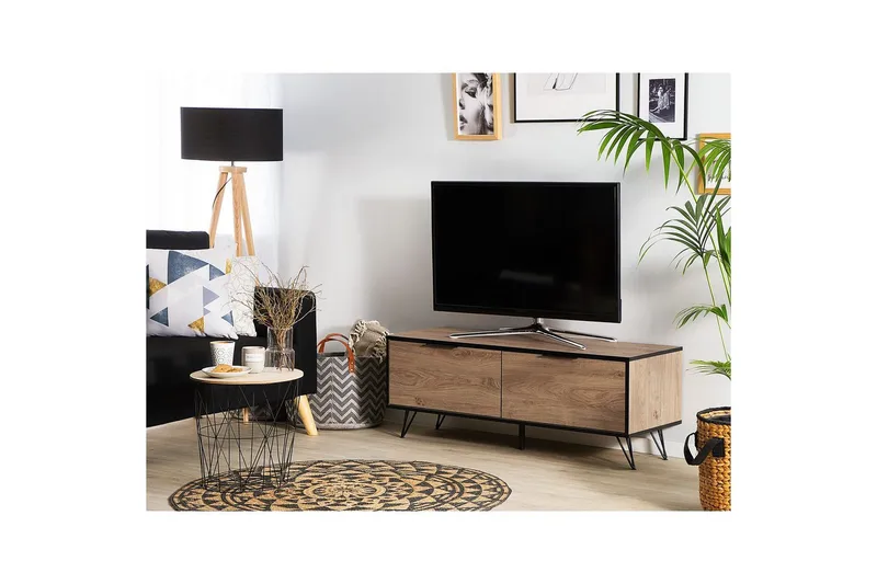 TV-bänk Halston Ljus trä, svart - Ljus trä, svart - Möbler - Tv möbel & mediamöbel - TV bänk & mediabänk