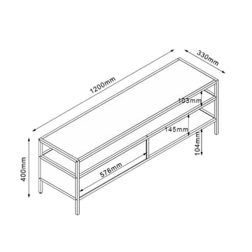 TV-bänk Hedvig 120x33x40 cm - ask/svart - Möbler - Tv möbel & mediamöbel - TV bänk & mediabänk