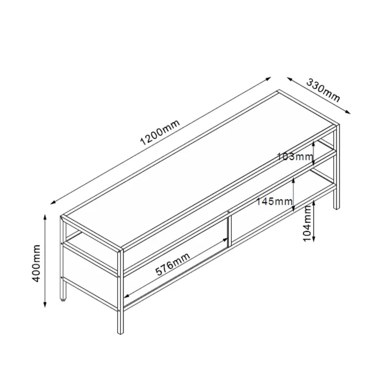 TV-bänk Hedvig 120x33x40 cm - ask/svart - Möbler - Tv möbel & mediamöbel - TV bänk & mediabänk
