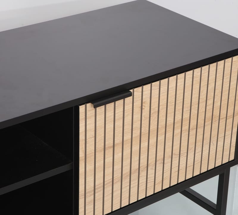 TV-bänk Helve 150x40x60 cm Melamin - svart / ljust trä - Möbler - Tv möbel & mediamöbel - TV bänk & mediabänk