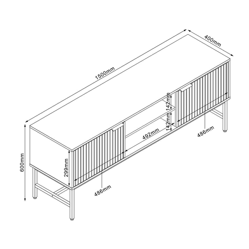TV-bänk Helve 150x40x60 cm Melamin - svart / ljust trä - Möbler - Tv möbel & mediamöbel - TV bänk & mediabänk