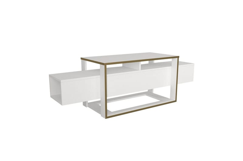 TV-bänk Herb Vit / Rany - Guld/Vit - Möbler - Tv möbel & mediamöbel - TV bänk & mediabänk