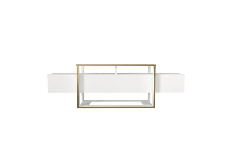 TV-bänk Herb Vit / Rany, Guld/Vit