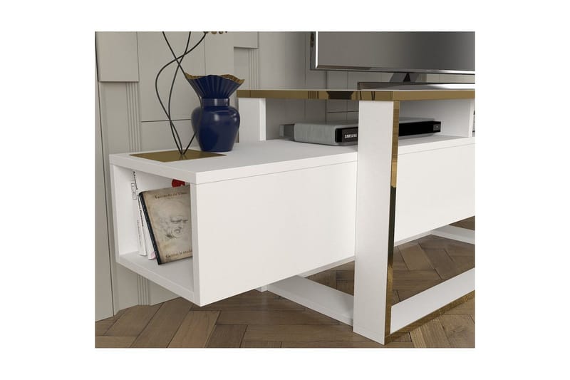 TV-bänk Herb Vit / Rany - Guld/Vit - Möbler - Tv möbel & mediamöbel - TV bänk & mediabänk