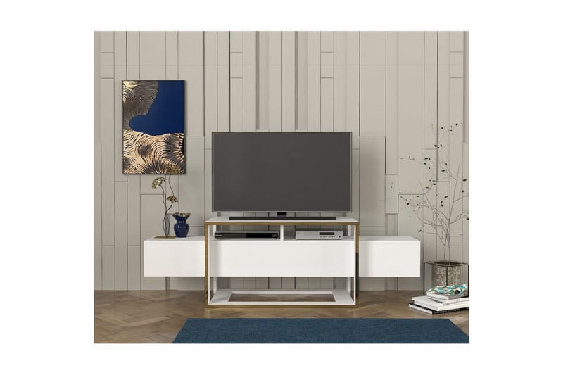 TV-bänk Herb Vit / Rany - Guld/Vit - Möbler - Tv möbel & mediamöbel - TV bänk & mediabänk