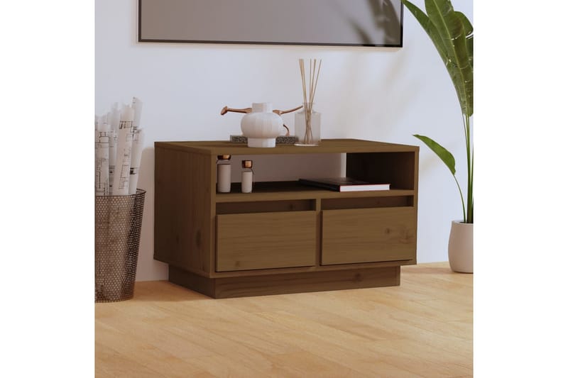Tv-bänk honungsbrun 60x35x37 cm massiv furu - Brun - Möbler - Tv möbel & mediamöbel - TV bänk & mediabänk