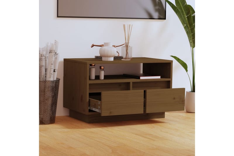 Tv-bänk honungsbrun 60x35x37 cm massiv furu - Brun - Möbler - Tv möbel & mediamöbel - TV bänk & mediabänk