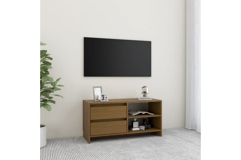 TV-bänk honungsbrun 80x31x39 cm massiv furu - Brun - Möbler - Tv möbel & mediamöbel - TV bänk & mediabänk