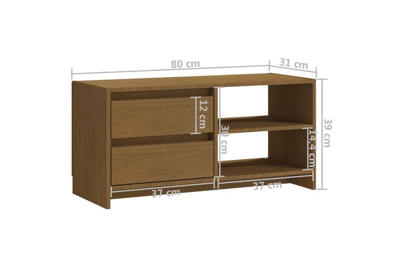 TV-bänk honungsbrun 80x31x39 cm massiv furu - Brun - Möbler - Tv möbel & mediamöbel - TV bänk & mediabänk