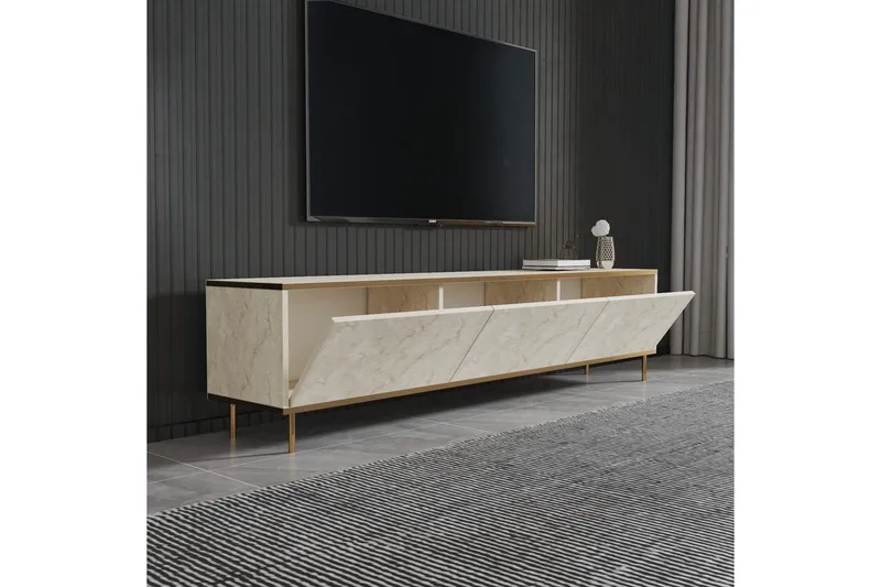 TV-bänk Imaj Travertin / Rany - Guld/Taupe - Möbler - Tv möbel & mediamöbel - TV bänk & mediabänk