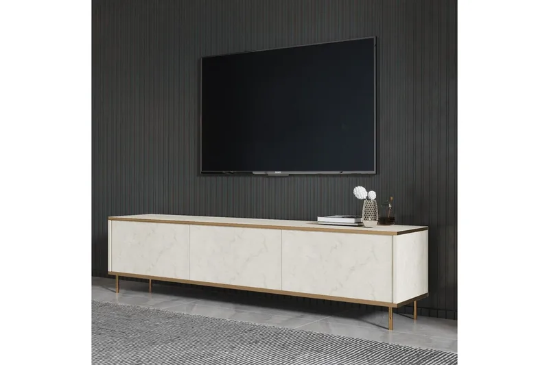 TV-bänk Imaj Travertin / Rany - Guld/Taupe - Möbler - Tv möbel & mediamöbel - TV bänk & mediabänk