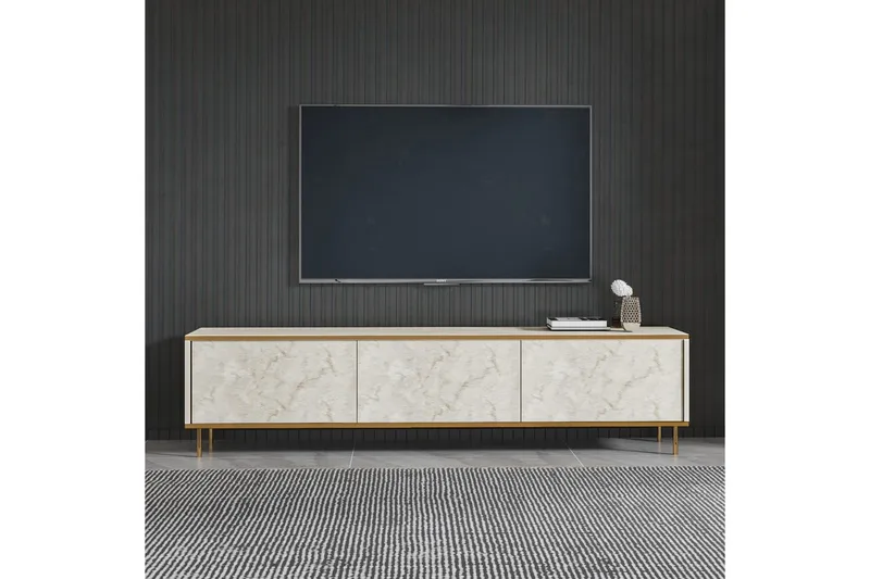 TV-bänk Imaj Travertin / Rany - Guld/Taupe - Möbler - Tv möbel & mediamöbel - TV bänk & mediabänk