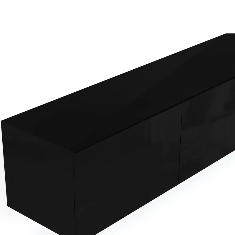 Tv-bänk inkl. hyllor 41x240 cm | Vägghängd | Badachro - Svart - Möbler - Tv möbel & mediamöbel - TV-möbelset