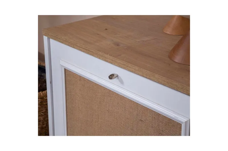 TV-bänk Jatinder Vit / Ek - Natur/Vit - Möbler - Tv möbel & mediamöbel - TV bänk & mediabänk