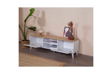 TV-bänk Jatinder Vit / Ek - Natur/Vit - Möbler - Tv möbel & mediamöbel - TV bänk & mediabänk