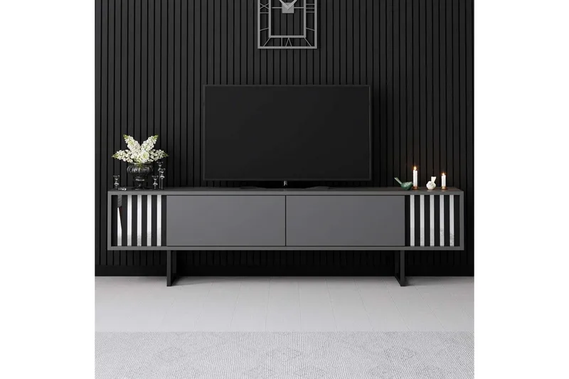 TV-bänk Jeval Antracit / Svart - Antracit / Svart - Möbler - Tv möbel & mediamöbel - TV bänk & mediabänk