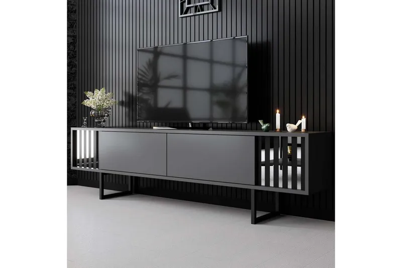 TV-bänk Jeval Antracit / Svart - Antracit / Svart - Möbler - Tv möbel & mediamöbel - TV bänk & mediabänk