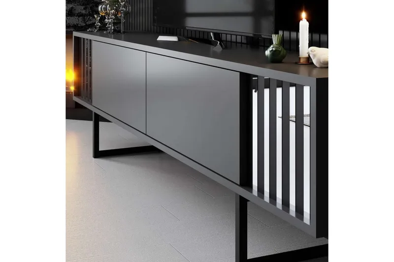 TV-bänk Jeval Antracit / Svart - Antracit / Svart - Möbler - Tv möbel & mediamöbel - TV bänk & mediabänk