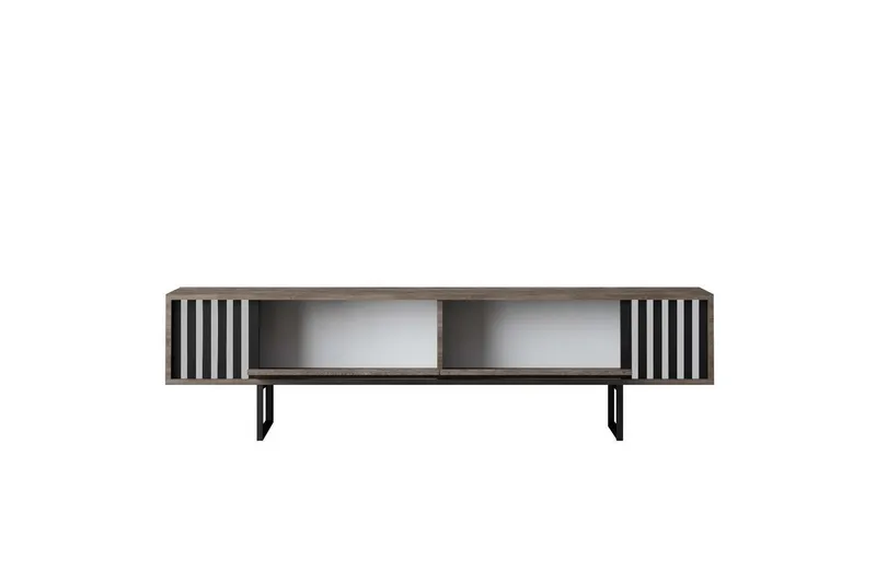 TV-bänk Jeval Valnöt / Svart - Valnöt / Svart - Möbler - Tv möbel & mediamöbel - TV bänk & mediabänk