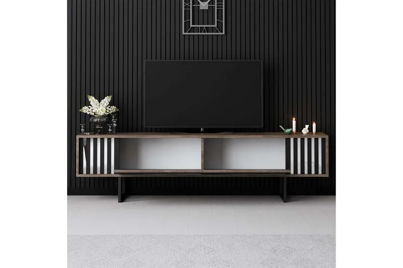 TV-bänk Jeval Valnöt / Svart - Valnöt / Svart - Möbler - Tv möbel & mediamöbel - TV bänk & mediabänk