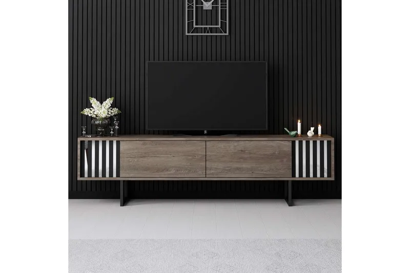 TV-bänk Jeval Valnöt / Svart - Valnöt / Svart - Möbler - Tv möbel & mediamöbel - TV bänk & mediabänk