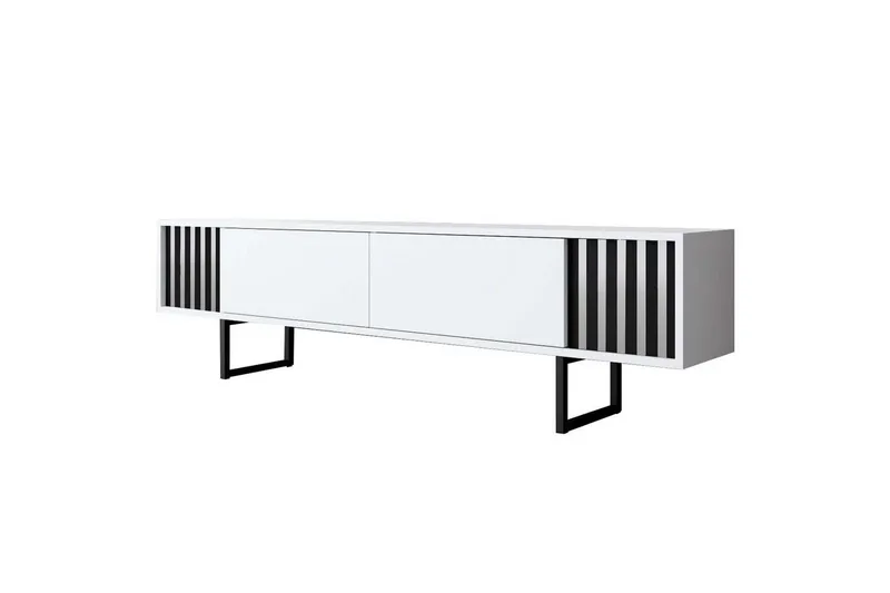 TV-bänk Jeval Vit / Svart - Vit / Svart - Möbler - Tv möbel & mediamöbel - TV bänk & mediabänk