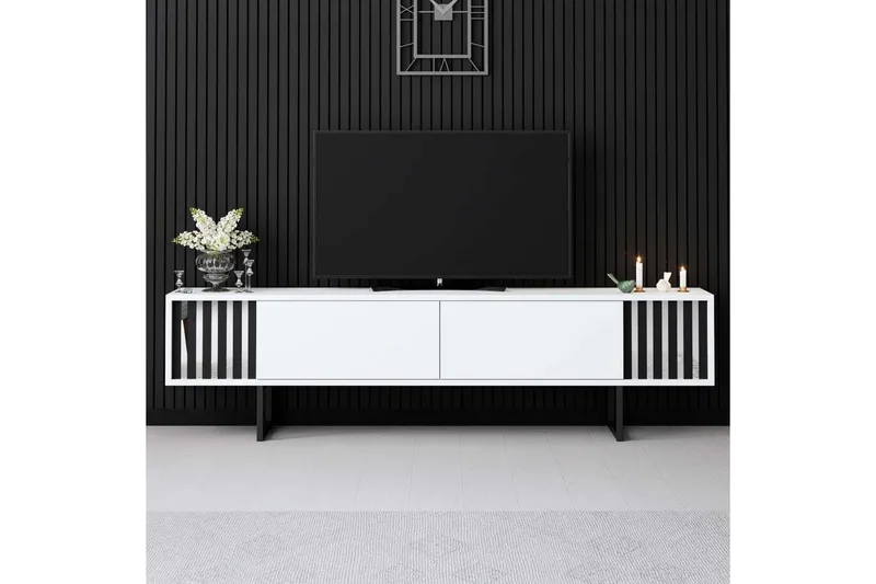 TV-bänk Jeval Vit / Svart - Vit / Svart - Möbler - Tv möbel & mediamöbel - TV bänk & mediabänk