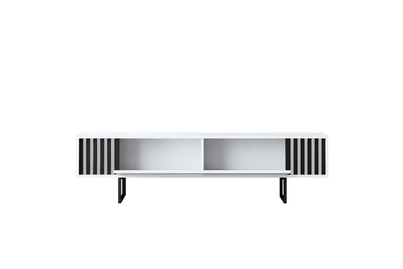 TV-bänk Jeval Vit / Svart - Vit / Svart - Möbler - Tv möbel & mediamöbel - TV bänk & mediabänk