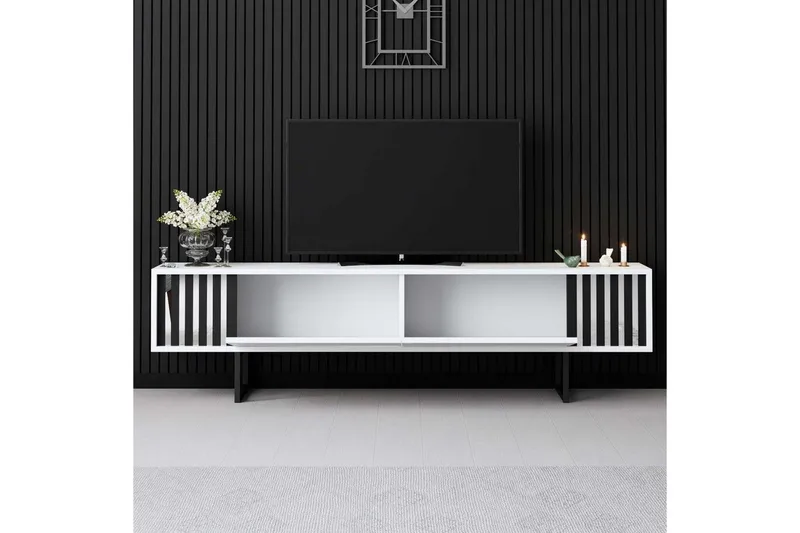 TV-bänk Jeval Vit / Svart - Vit / Svart - Möbler - Tv möbel & mediamöbel - TV bänk & mediabänk