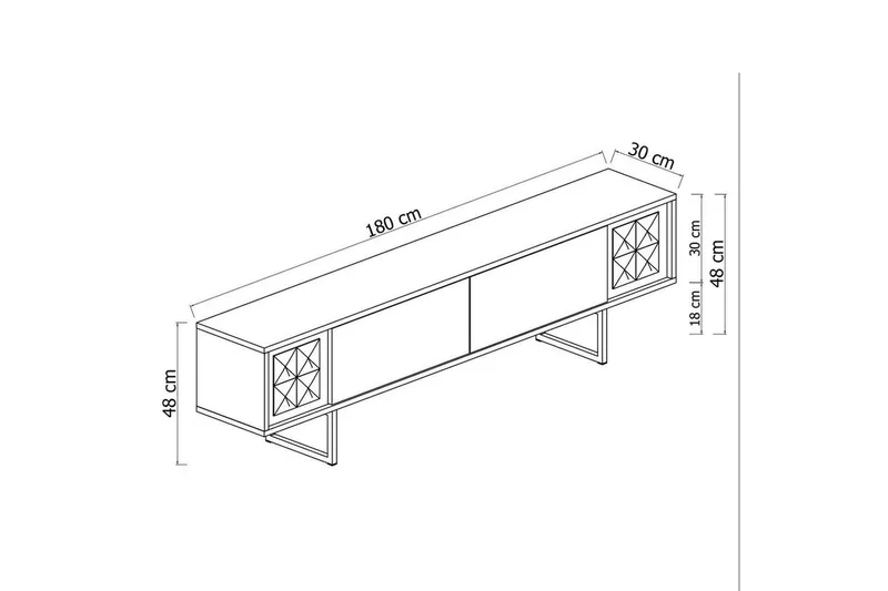 TV-bänk Jeval Vit / Svart - Vit / Svart - Möbler - Tv möbel & mediamöbel - TV bänk & mediabänk