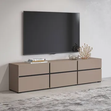 Tv-bänk Kors 3 luckor med 3 lådor - Kongo - Svart - Möbler - Tv möbel & mediamöbel - TV bänk & mediabänk