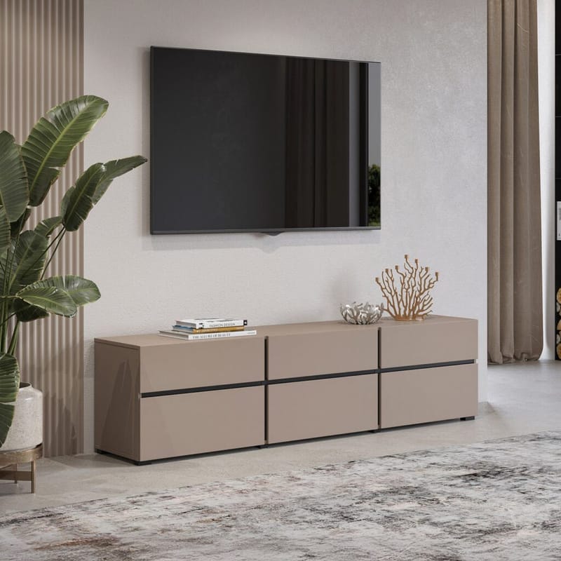 Tv-bänk Kors 3 luckor med 3 lådor - Kongo - Svart - Möbler - Tv möbel & mediamöbel - TV bänk & mediabänk