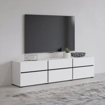Tv-bänk Kors 3 luckor med 3 lådor - Vit - Svart - Möbler - Tv möbel & mediamöbel - TV bänk & mediabänk