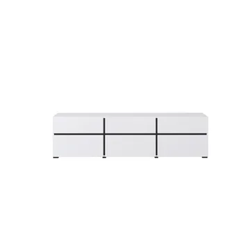 Tv-bänk Kors 3 luckor med 3 lådor - Vit - Svart - Möbler - Tv möbel & mediamöbel - TV bänk & mediabänk
