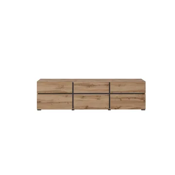 Tv-bänk Kors 3 luckor med 3 lådor - Wotan Ek - Svart - Möbler - Tv möbel & mediamöbel - TV bänk & mediabänk