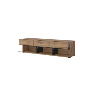 Tv-bänk Kors 3 luckor med 3 lådor - Wotan Ek - Svart - Möbler - Tv möbel & mediamöbel - TV bänk & mediabänk